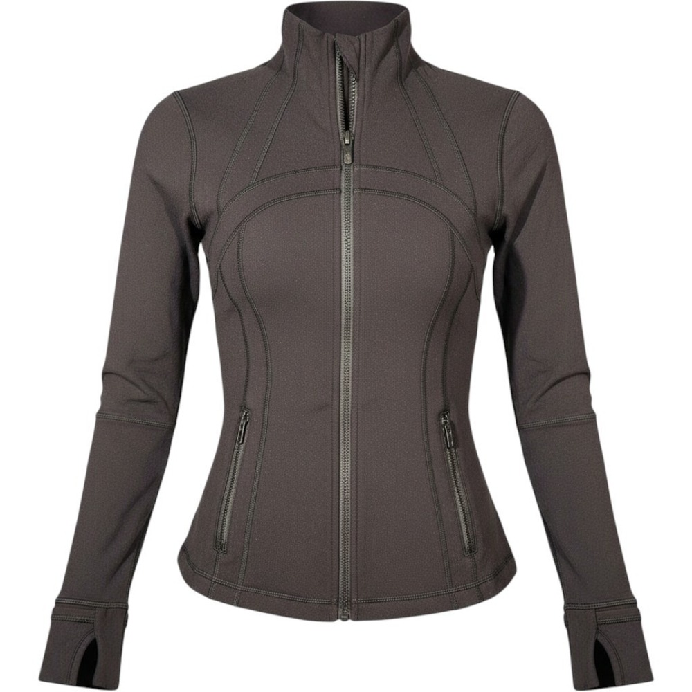 Lululemon Track Jacket Womens 6 Black Full Zip Thumbholes Running Yoga Athletic